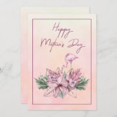 ピンクフラミンゴフローラハッピーマザーズデイカード シーズンカード (正面/裏面)