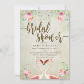 ピンクフラミンゴフローラブライドシャワーの招待 招待状 (正面)
