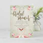 ピンクフラミンゴフローラブライドシャワーの招待 招待状 (スタンド正面)