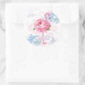 ピンクフラミンゴフローラモノグラムデザイン ラウンドシール (バッグ)