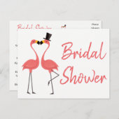 ピンクフラミンゴブライダルシャワートロピカルサマールアウ（ハワイ式宴会） インビテーションポストカード (正面/裏面)