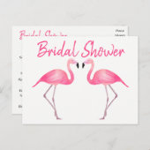 ピンクフラミンゴブライダルシャワートロピカルサマールアウ（ハワイ式宴会） インビテーションポストカード (正面/裏面)