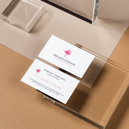 ピンクフラミンゴブルーとピンクタイポグラフィ 名刺