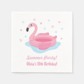 ピンクフラミンゴプール浮体夏のパーティー用品 スタンダードカクテルナプキン (正面)