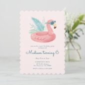 ピンクフラミンゴプール誕生日パーティー 招待状 (スタンド正面)