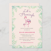 ピンクフラミンゴベビーシャワー招待状 招待状 (正面/裏面)