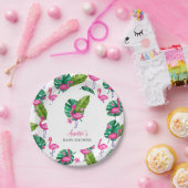 ピンクフラミンゴベモダンビーシャワー紙プレート ペーパープレート (パーティー)