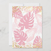 ピンクフラミンゴボウ熱帯ピンクの女の子ベビーシャワー 招待状 (裏面)