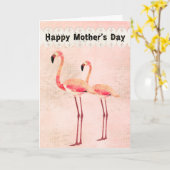 ピンクフラミンゴマザーズデイカード カード (黄色い花)