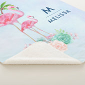 ピンクフラミンゴママ&パームツリーズベビー シェルパブランケット (3/4)