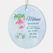 ピンクフラミンゴママ&パームツリーズベビー セラミックオーナメント (左)