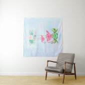 ピンクフラミンゴママ&パームツリーズベビー タペストリー (インサイチュ(横))