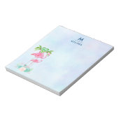 ピンクフラミンゴママ&パームツリーズベビー ノートパッド (回転)