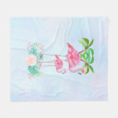 ピンクフラミンゴママ&パームツリーズベビー フリースブランケット (正面(横))