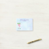 ピンクフラミンゴママ&パームツリーズベビー ポストイット (デスク上)