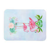 ピンクフラミンゴママ&パームツリーズベビー マグネット (横)