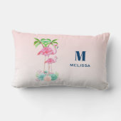 ピンクフラミンゴママ&パームツリーズベビー ランバークッション (裏面)