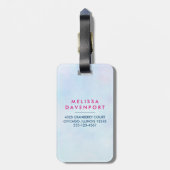 ピンクフラミンゴママ&ベビーウィズパームツリーズカスタム ラゲッジタグ (裏面縦)