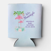 ピンクフラミンゴママ&ベビーレッツフラミングル 缶クーラー (正面)