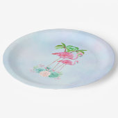 ピンクフラミンゴママ&ベビー ペーパープレート (アングル)