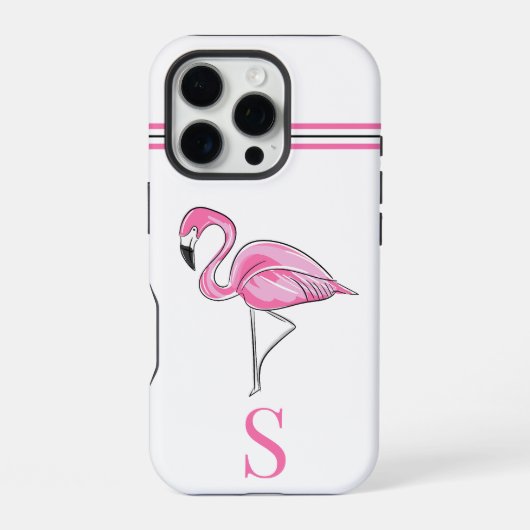 ピンクフラミンゴモノグラム iPhoneケース (裏面)