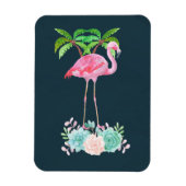 ピンクフラミンゴヤシの木とフローラ マグネット (縦)