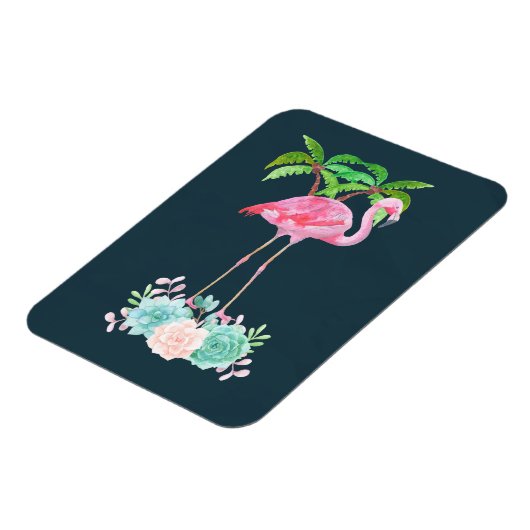 ピンクフラミンゴヤシの木とフローラ マグネット (左側)