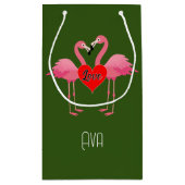 ピンクフラミンゴラブデザイン-抱き枕 – 小 スモールペーパーバッグ (裏面)