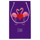 ピンクフラミンゴラブデザイン-抱き枕 – 小 スモールペーパーバッグ (裏面)