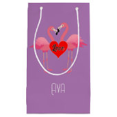 ピンクフラミンゴラブデザイン-抱き枕 – 小 スモールペーパーバッグ (正面)