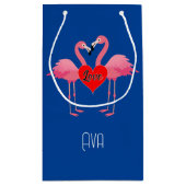 ピンクフラミンゴラブデザイン-抱き枕 – 小 スモールペーパーバッグ (裏面)