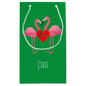 ピンクフラミンゴラブデザイン-抱き枕 – 小 スモールペーパーバッグ (裏面)