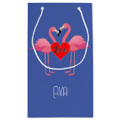 ピンクフラミンゴラブデザイン-抱き枕 – 小 スモールペーパーバッグ (裏面)