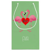 ピンクフラミンゴラブデザイン-抱き枕 – 小 スモールペーパーバッグ (裏面)