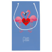 ピンクフラミンゴラブデザイン-抱き枕 – 小 スモールペーパーバッグ (裏面)