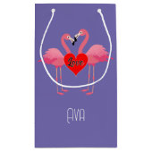 ピンクフラミンゴラブデザイン-抱き枕 – 小 スモールペーパーバッグ (裏面)