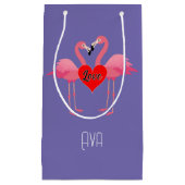 ピンクフラミンゴラブデザイン-抱き枕 – 小 スモールペーパーバッグ (正面)