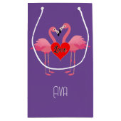 ピンクフラミンゴラブデザイン-抱き枕 – 小 スモールペーパーバッグ (裏面)