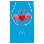 ピンクフラミンゴラブデザイン-抱き枕 – 小 スモールペーパーバッグ (裏面)