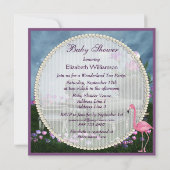 ピンクフラミンゴワンダーランドティーパーティーベビーシャワー 招待状 (裏面)