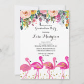 ピンクフラミンゴ卒業パーティー招待状 招待状 (正面)