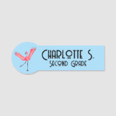 ピンクフラミンゴ名前をカスタムするスクールID 名札 (正面)