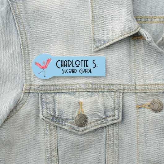 ピンクフラミンゴ名前をカスタムするスクールID 名札 (インサイチュ)