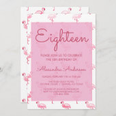 ピンクフラミンゴ夏18th誕生日パーティー 招待状 (正面/裏面)