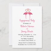 ピンクフラミンゴ婚約パーティ熱帯ビーチ 招待状 (正面)