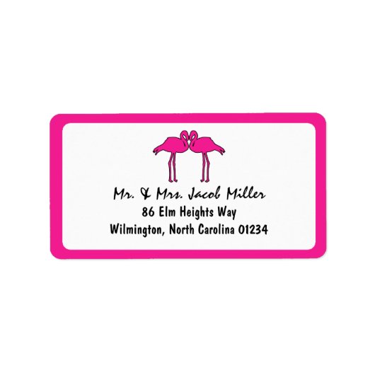 ピンクフラミンゴ差出人住所ラベル ラベル (正面)