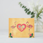 ピンクフラミンゴ愛 ポストカード (スタンド正面)