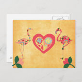 ピンクフラミンゴ愛 ポストカード (正面/裏面)