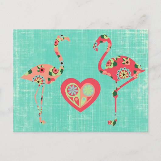 ピンクフラミンゴ愛 ポストカード (正面)
