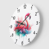 ピンクフラミンゴ昇華–95159 ラージ壁時計 (傾斜)